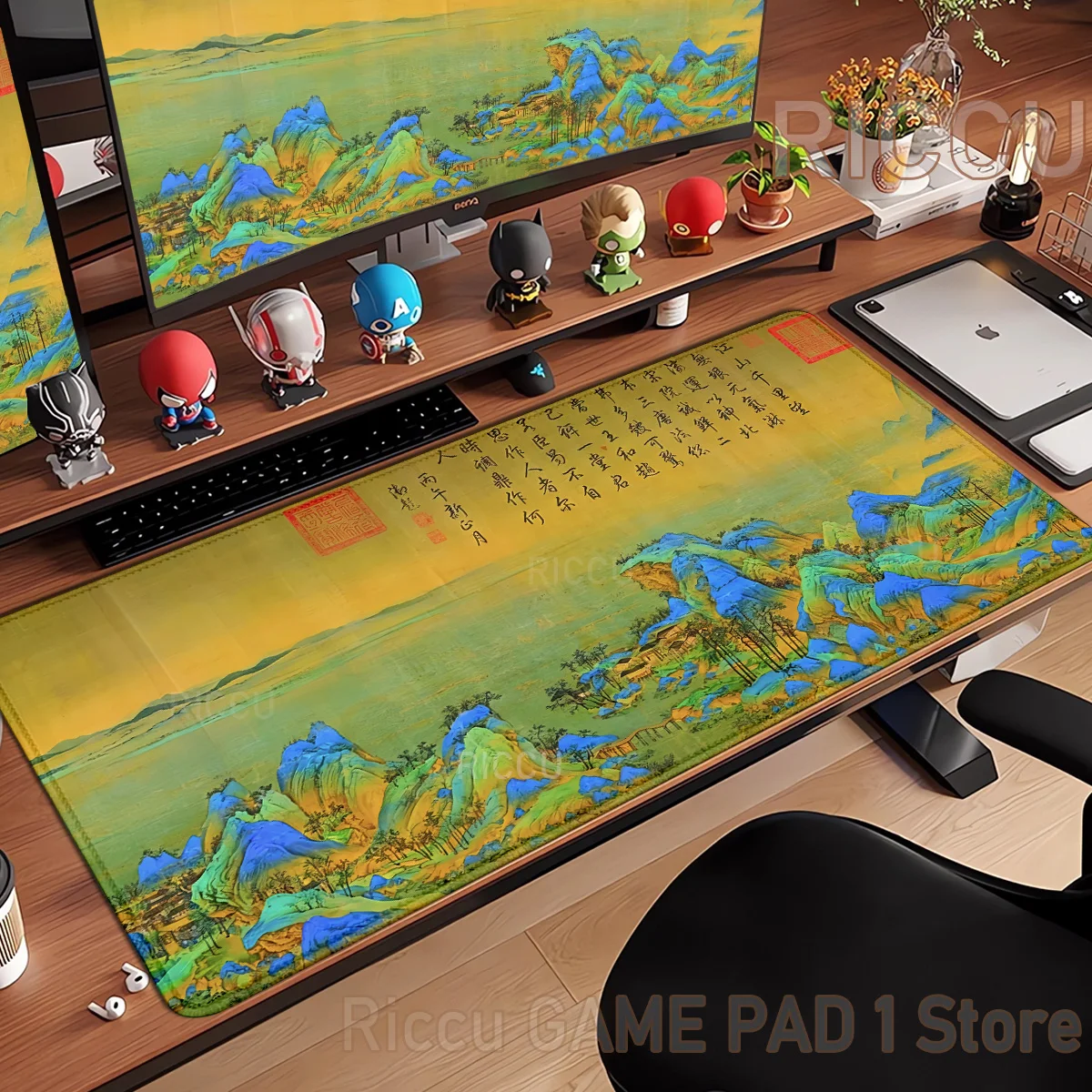 Chinese Style Writing Painting Mat Ancient Style Washable Pad Thickened Lock Edge Calligraphy Mat Anti-slip Rubber Keyboard Pad