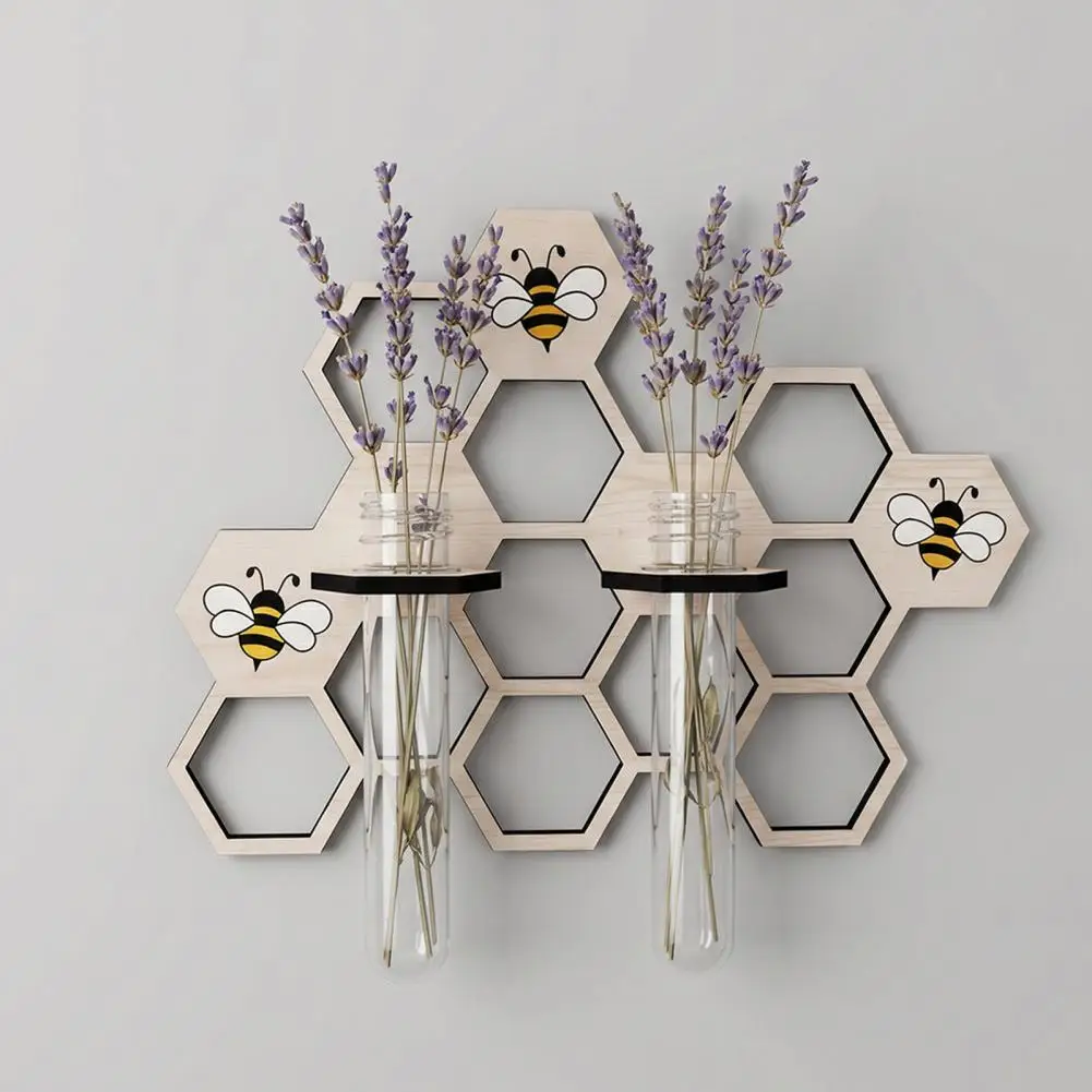 

Wall Planter Terrarium with Transparent Test Tubes Creative Wall Plant Decor Wooden Plant Propagation Station for Indoor Cutting