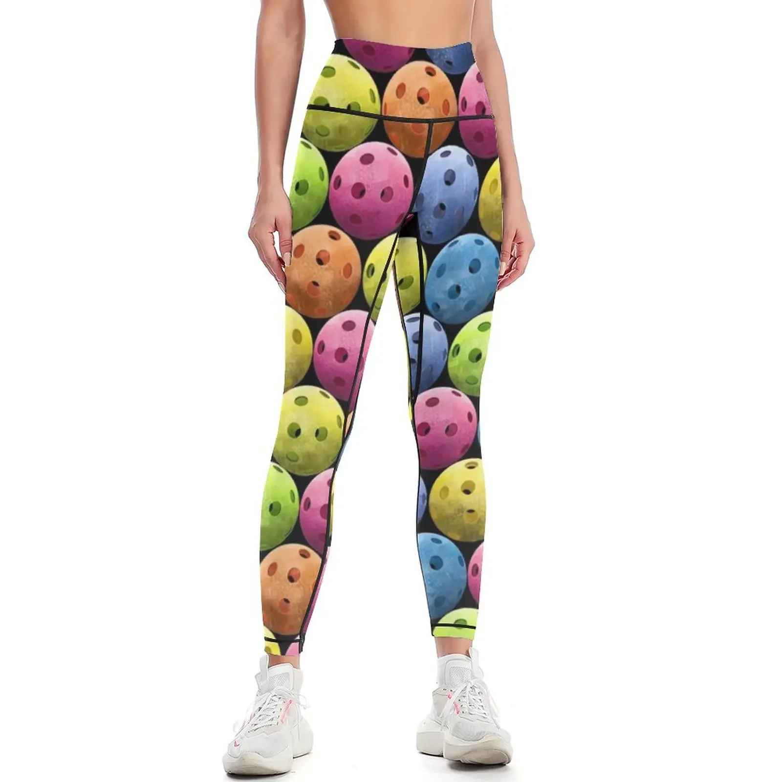 

Multi colored Pickleballs Leggings Sports female gym clothing push up tights for Leginsy push up Womens Leggings