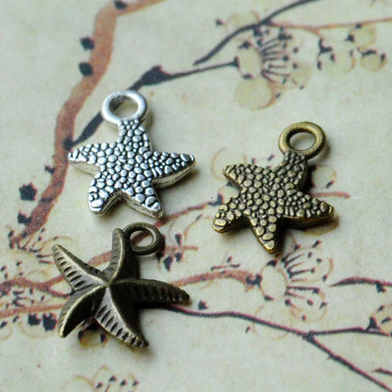 20pcs Charms Starfish 12mm/15mm Antique Making Pendant fit,Vintage Tibetan Bronze Silver Color,DIY Handmade Jewelry