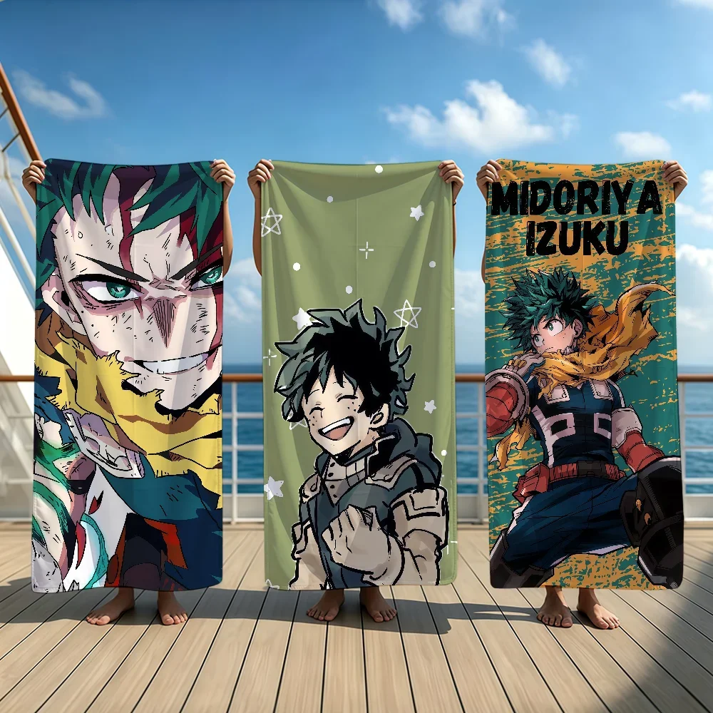 Anime My H-Hero Academia Izuku Midoriya Towel Textile Bathrobe Beach Quick-Drying Lightweight Portable Camping Swim Pool Travel