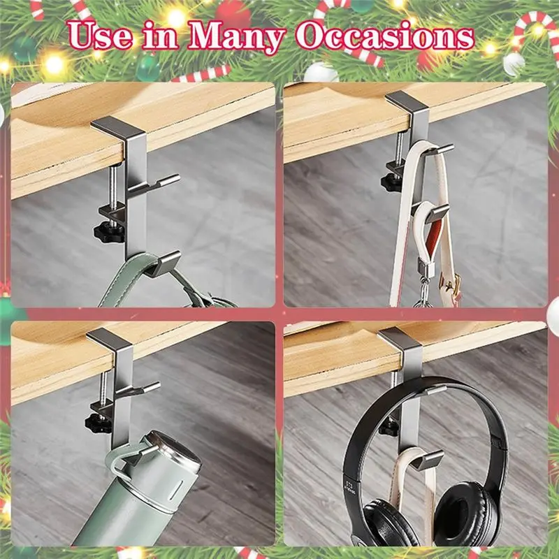 B84B 2 in 1 Garland Stocking Hanger No Drill Adjustable Heavy Duty Fireplace Mantle Hook for Christmas Decor