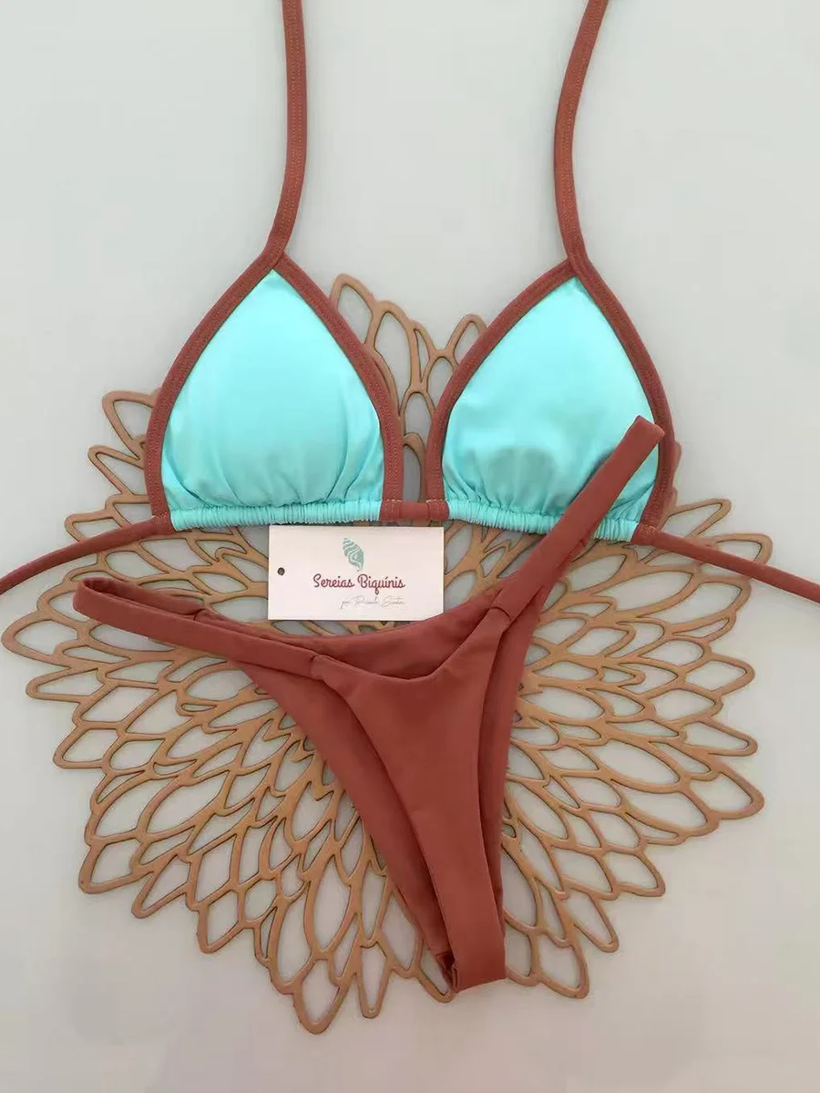 

Модные бикини 2026: Женский купальник с эффектом пуш-ап, сексуальный комплект бикини в бразильском стиле, пэчворк, милый летний пляжный наряд