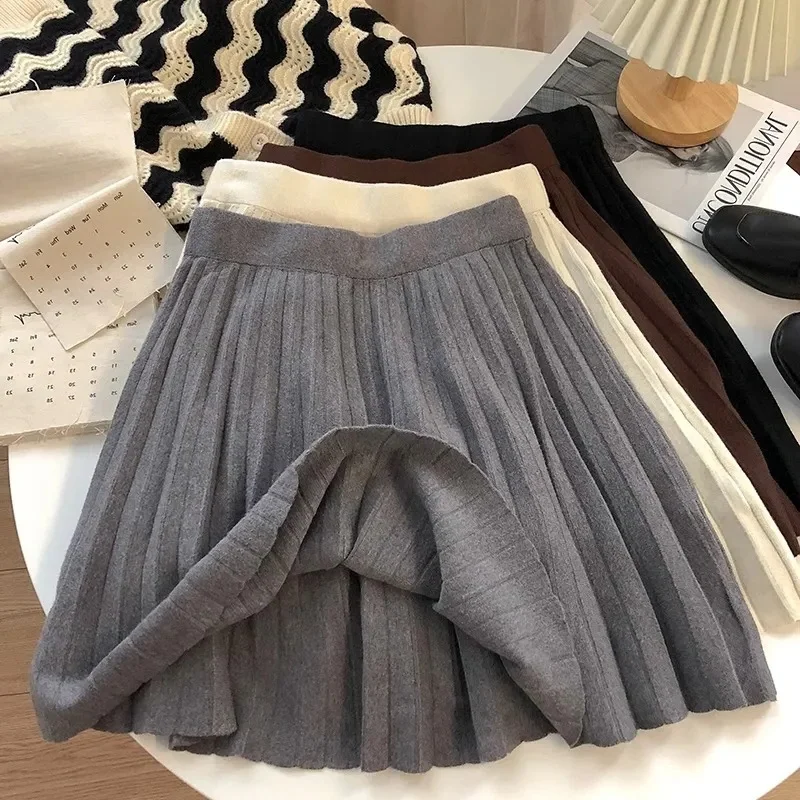 Plus Size Plus size Chubby Girl Knitted Pleated Skirt for Women Spring and Autumn .00 Kg-50.00 kg Loose Slimming High Waist A...