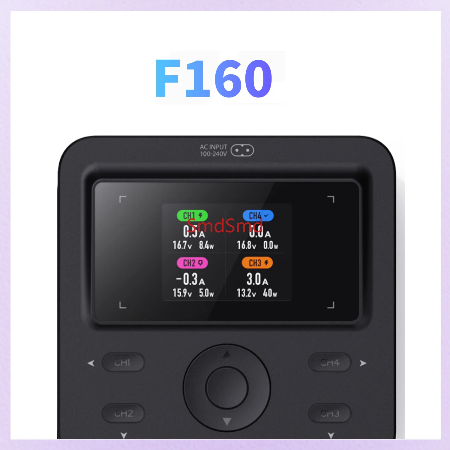 F160 AC Quad Channel Smart Charger 2.4″ IPS LCD for 1~4S LiFe Li-Ion LiPo LiHv ULiHv 4~12S NiCd/MH 2~7S Pb Battery Charge