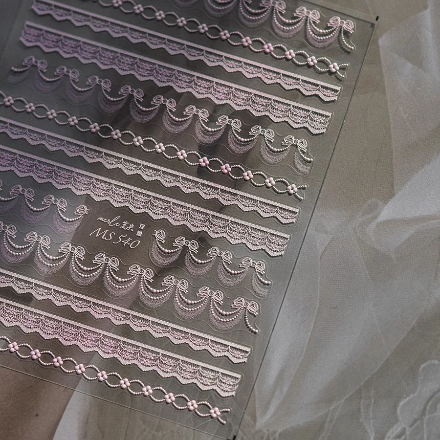 1 pz 5D in rilievo squisito pizzo Kawaii adesivi per nail art serie pizzo giapponese decorazioni adesive per unghie decalcomanie accessori fai da te