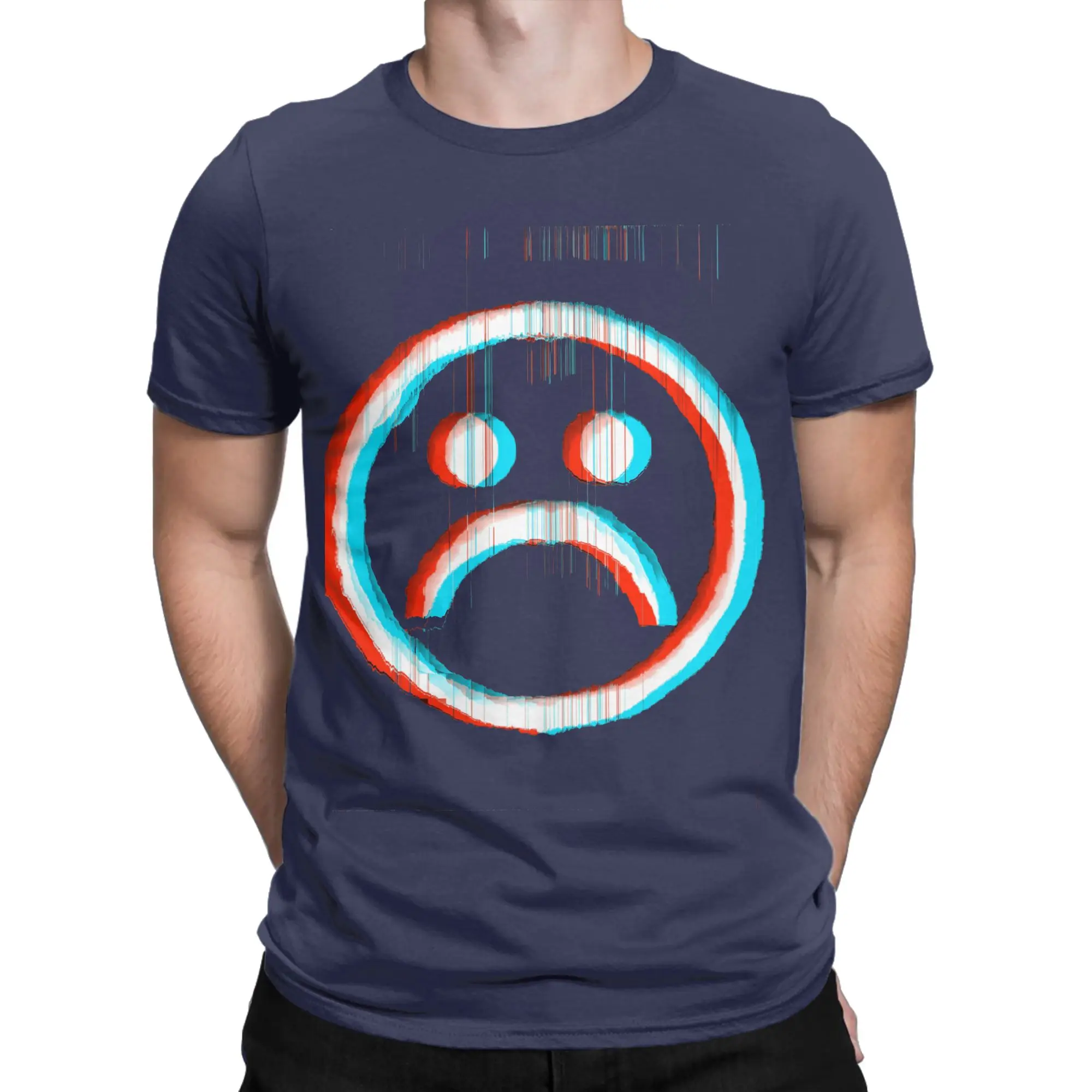 Sad Glitch T Shirts for Men Women 100% Cotton Humorous T-Shirt Aesthetic Vaporwave Sad Boys Tees Short Sleeve Clothing Original