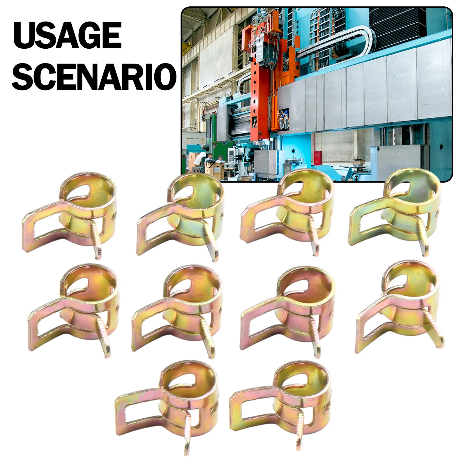 10PC Spring With Fuel Hose Clip Silicone Hose Reusable Optional 5-16mm Hose Clip Hose Clamp Fuel Line Diesel Gasoline Pipe Clamp