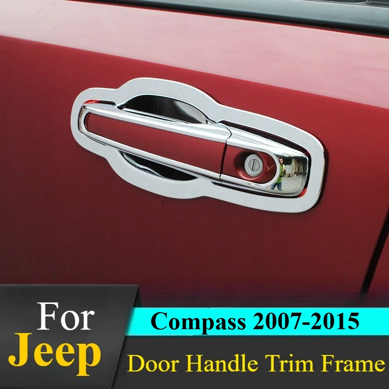 

For Jeep Compass 2007-2015: 4-Piece Door Handle Trim Frame - ABS Material, 3M Adhesive & No Tools