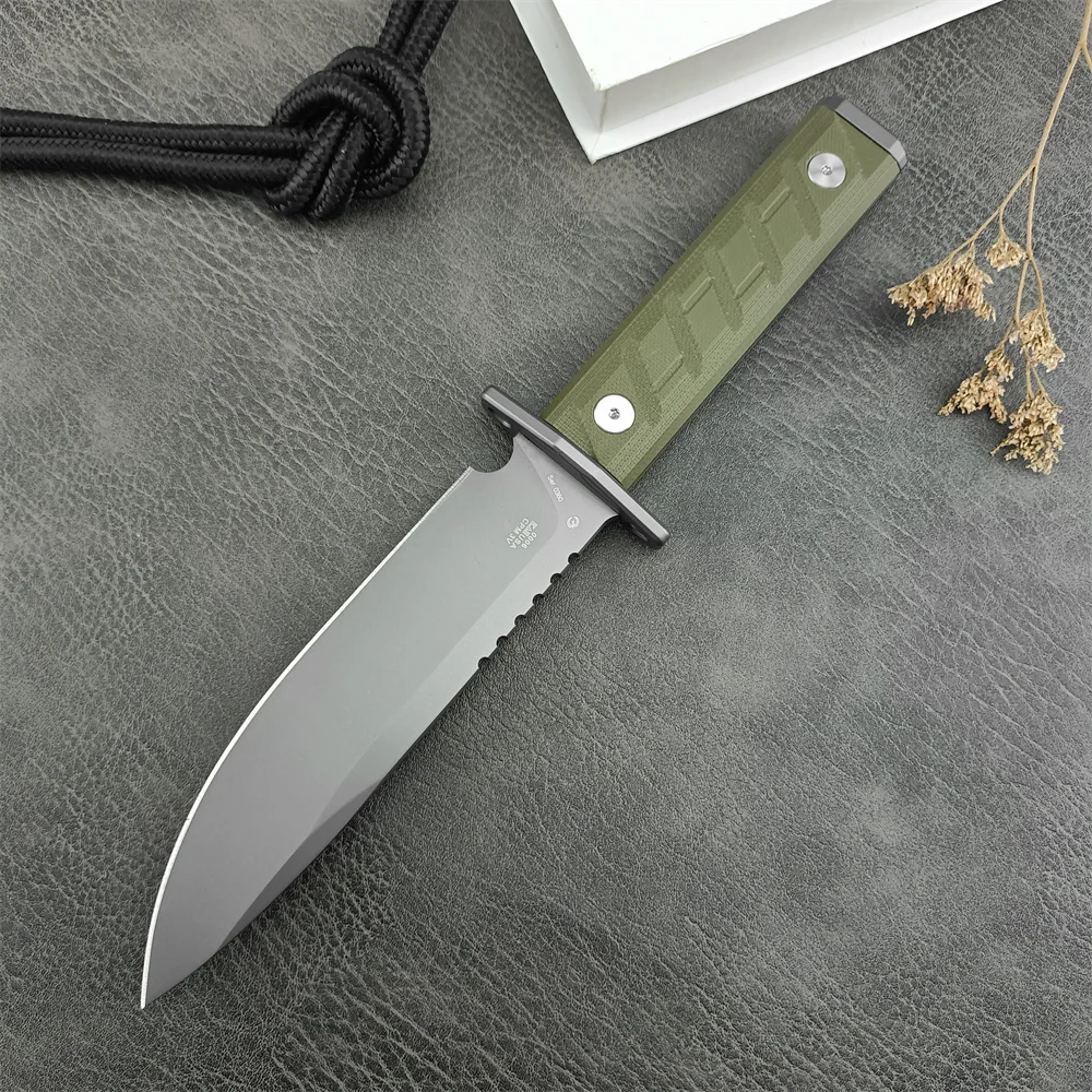 High Hardness 0006 Military Fixed Blade Knife G10 Handle EDC Bushcraft Straight Knife Multifunctional Hunting Camping Tool