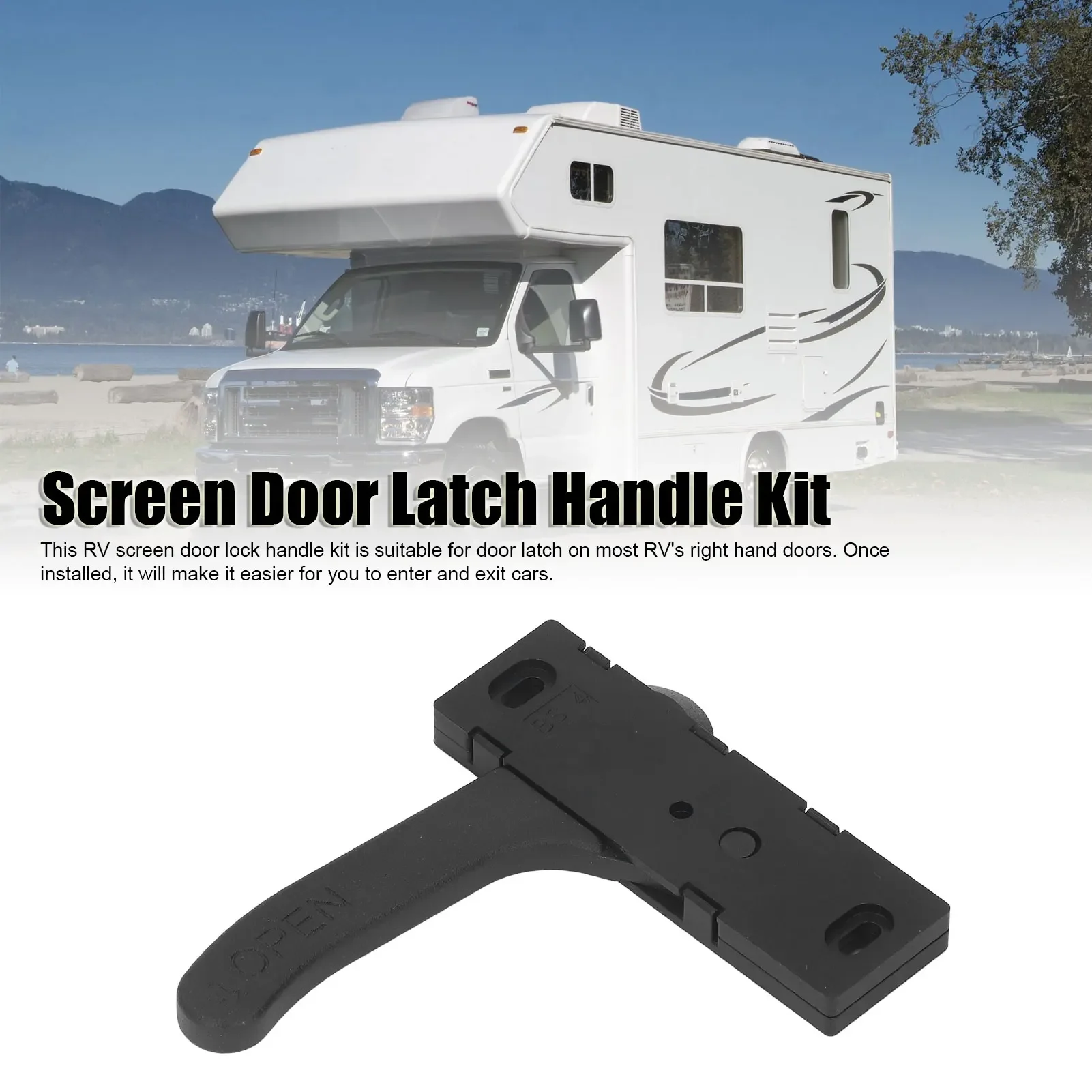 RV Right Hand Screen Door Latch Window Zinc Alloy Door Latch Handle Kit for Trailer Camper