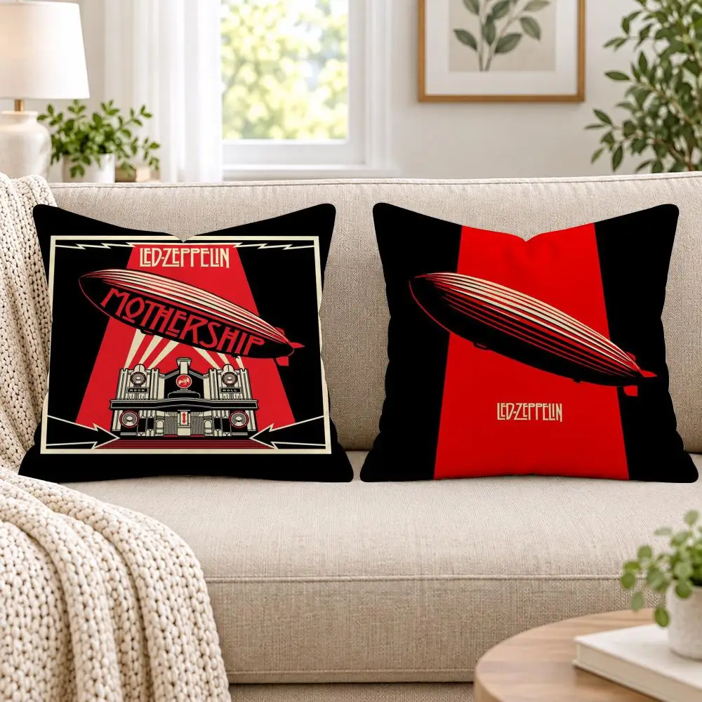 L-Led Z-ZeppelinS Cushion Cover Short Plush Double-Sided Printing Sofa Bedroom Pillow Case Aesthetic Home Decor