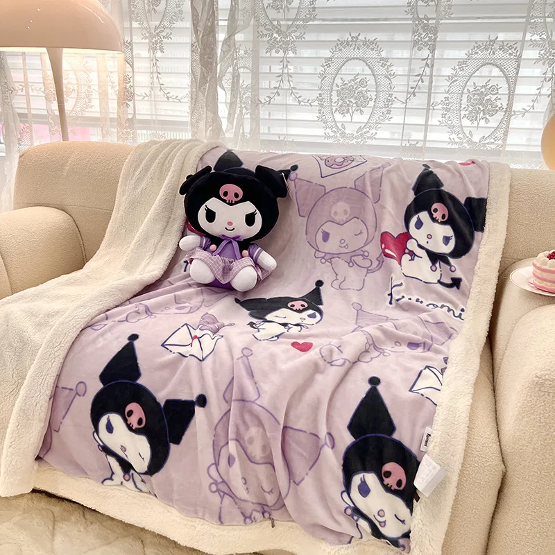 

Kawaii Sanrios Hellokittys Kuromi Mymelody Cinnamoroll Blanket Cartoon Nap Blanket Warm Plush Girl Birthday Gift For Girlfriend