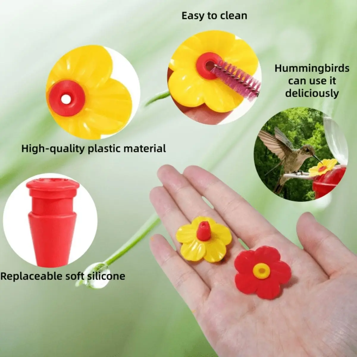 Set of 12 Replacement Flowers for Hummingbird Feeders Plastic Hummingbird Feeder Accessories Replacement Parts for Pet Bird Feed