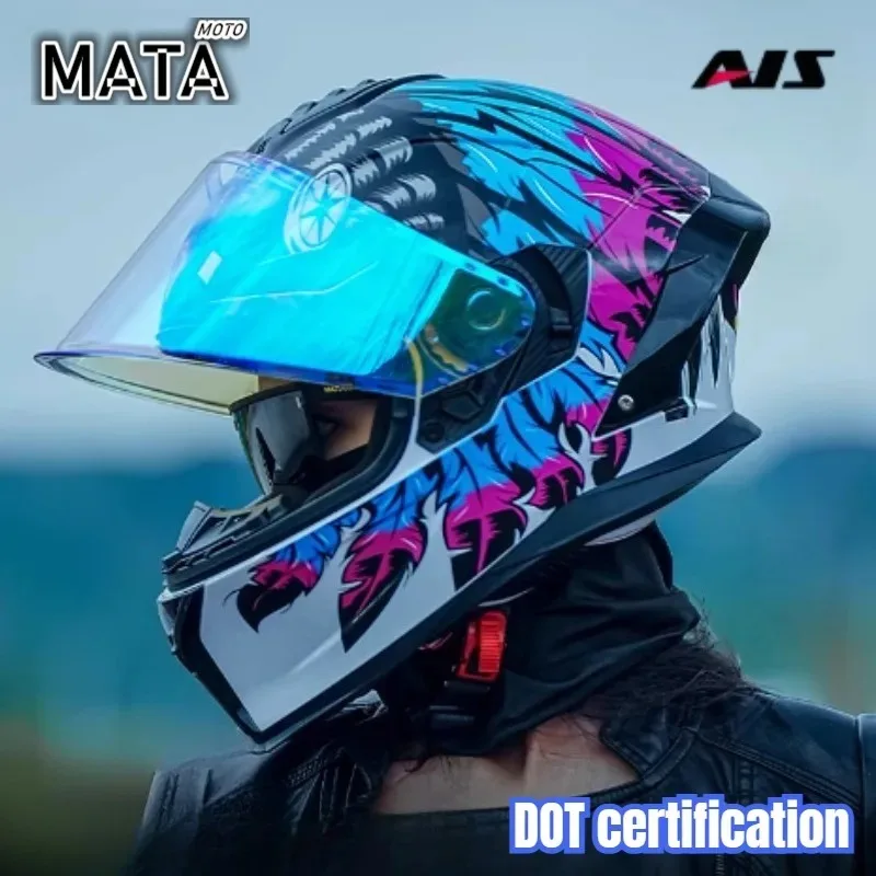 

AIS Motorcycle Helmet Intelligent Bluetooth Universal Dual Lens Moto Full Helmet with DOT Approved Moto Cascos Moto Capacete