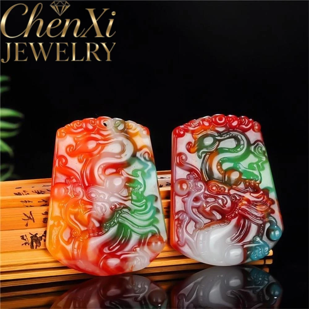 

High-end Hetian Colored Jade Zodiac Dragon Pendant Luxury Quality Fashion Fine Jewelry Exquisite Elegant Popular Amulets Mascot