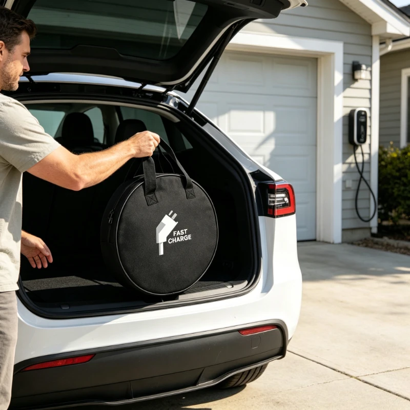 New Energy EV Charging Gun Storage Bag Oxford Fabric Large‑Capacity Trunk Organizer