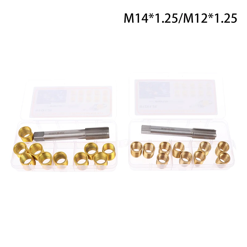 Spark Plug Thread Hole Repair Tools Metal M12x1.25 Inserts M14x1.25 Tap 14mm Rethreaded Kit Threaded Tap Spark Plug Tap Inserts
