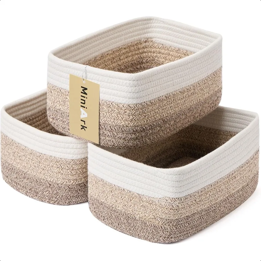 Cestas de almacenamiento pequeñas para organizar armarios, contenedores organizadores, estante, cesta de juguetes, cestas de cuerda tejida, caja decorativa de cubo, Bask poco profundo