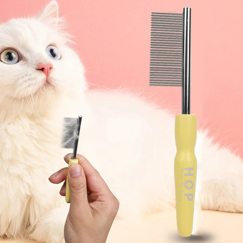 휴대용 나무 손잡이 애완동물 털 제거 브러시 이미지