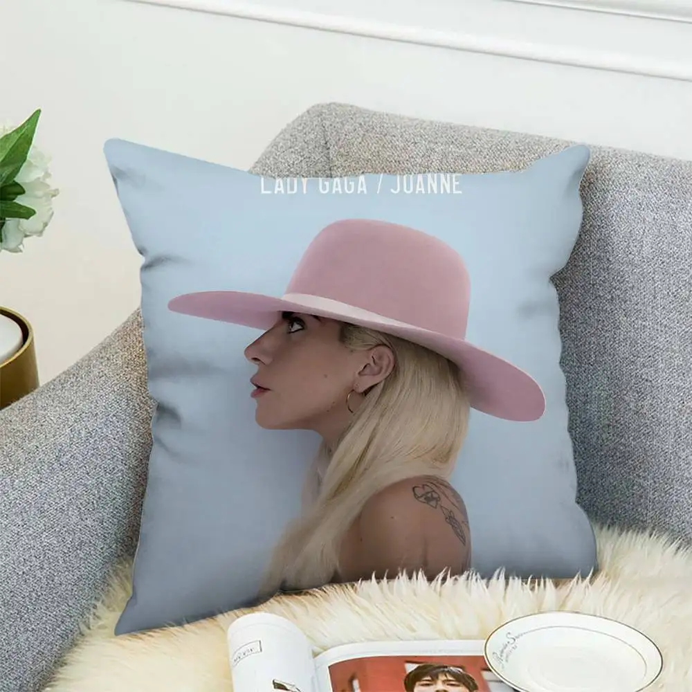 

L-Lady Gaga Pillow Case Double-Sided Printing Cushion Cover 45x45 Decorative Cushions Sofa Home Decor Soft Pillowcase