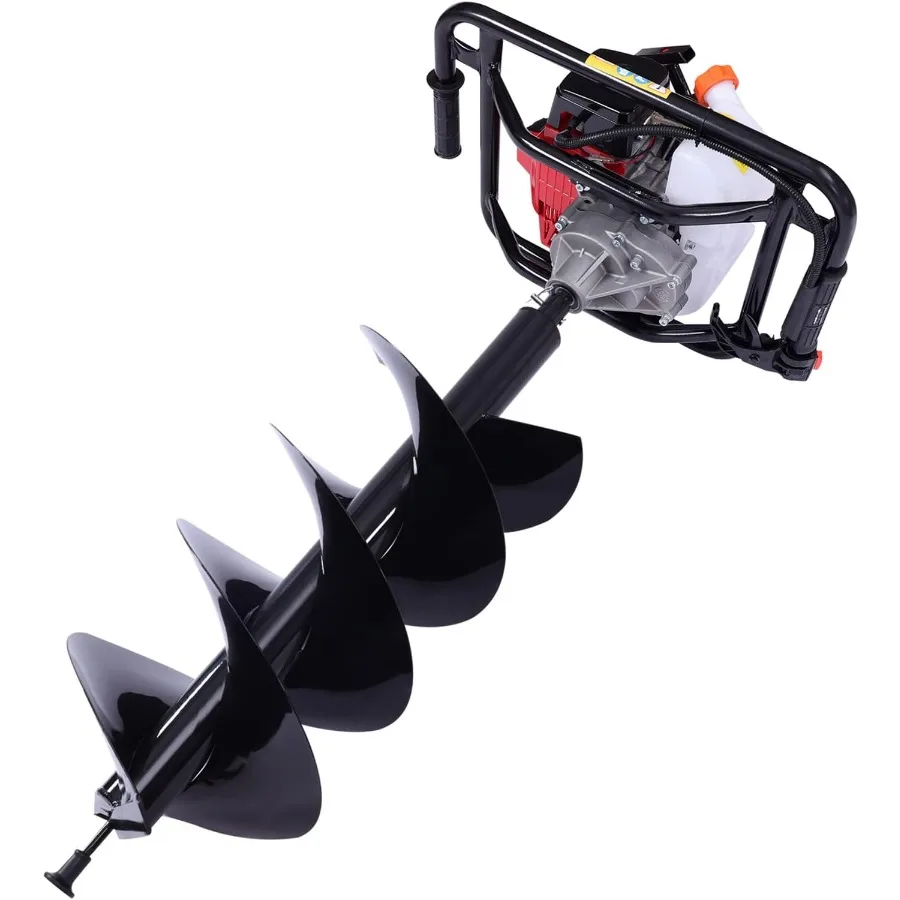 

63CC 2-Stroke Earth Auger Gas Powered Post Hole Digger with Double Leaf 12 Drill Bit for Fence Planting Gardening Ice Fishing B