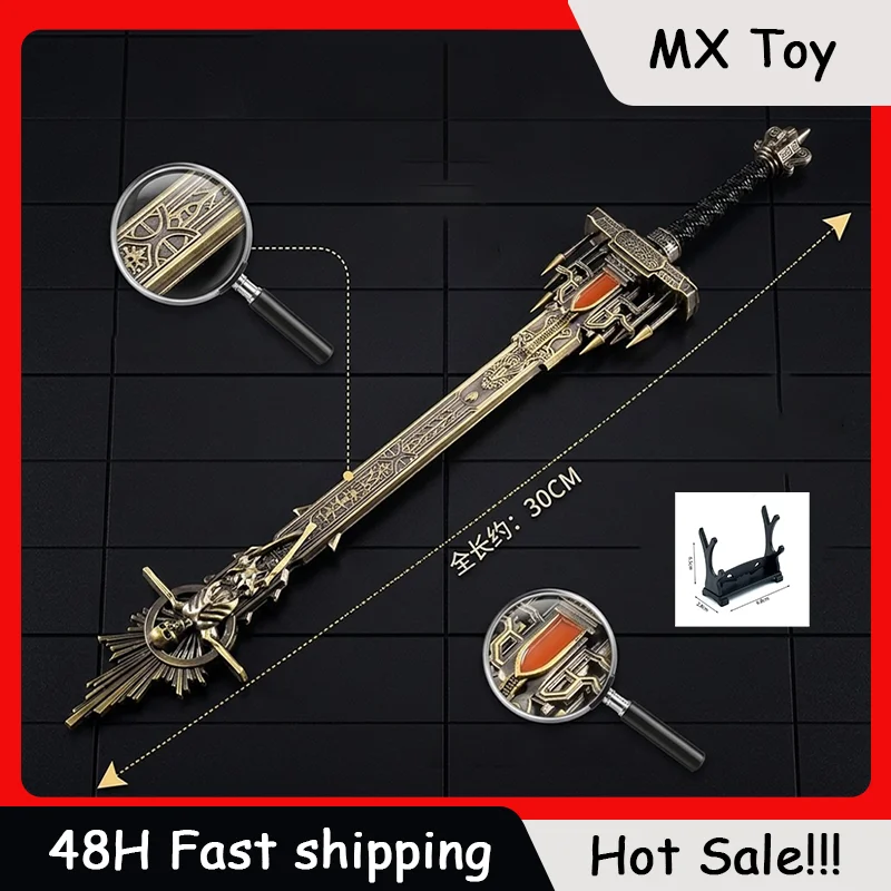 

30cm Golden Epitaph Metal Sword Ornament Ring ER Game Cosplay Decorations Knife Toy Katana Boys Gifts Medieval Swords Collection