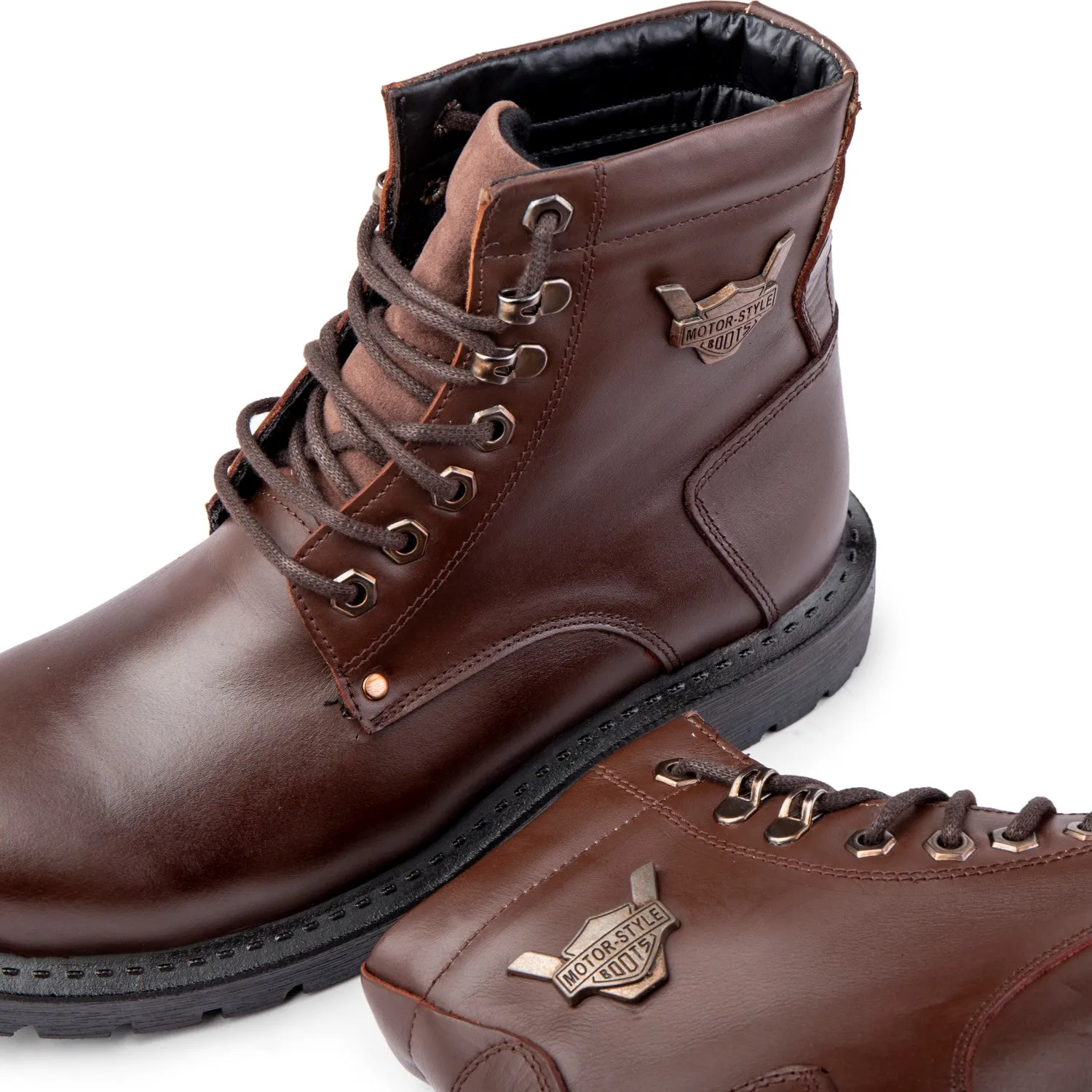 Ducavelli Glaz Genuine Leather Men's Lace-Up Boots, Harley Boots image 2