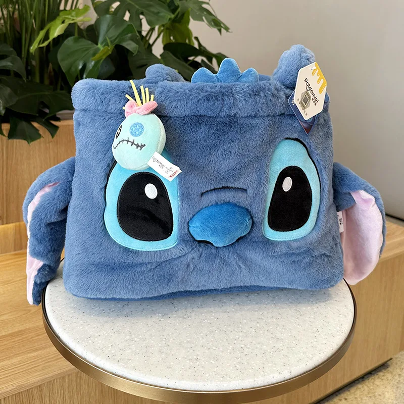 Disney Kawaii Stitch Plush Handbag Send Pendants Leisure Armpit Bag Cartoon & Cute Travel Bags Birthday Gift Girl