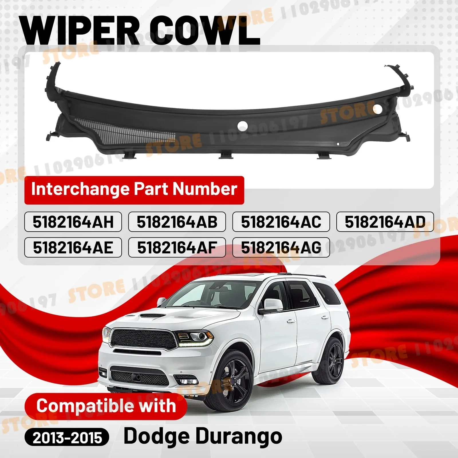 for 2013-2015 Dodge Durango Windshield Wiper Cowl Panel Vent Cover 5182164AH 5182164AB 5182164AC 5182164AD 5182164AE 5182164AF
