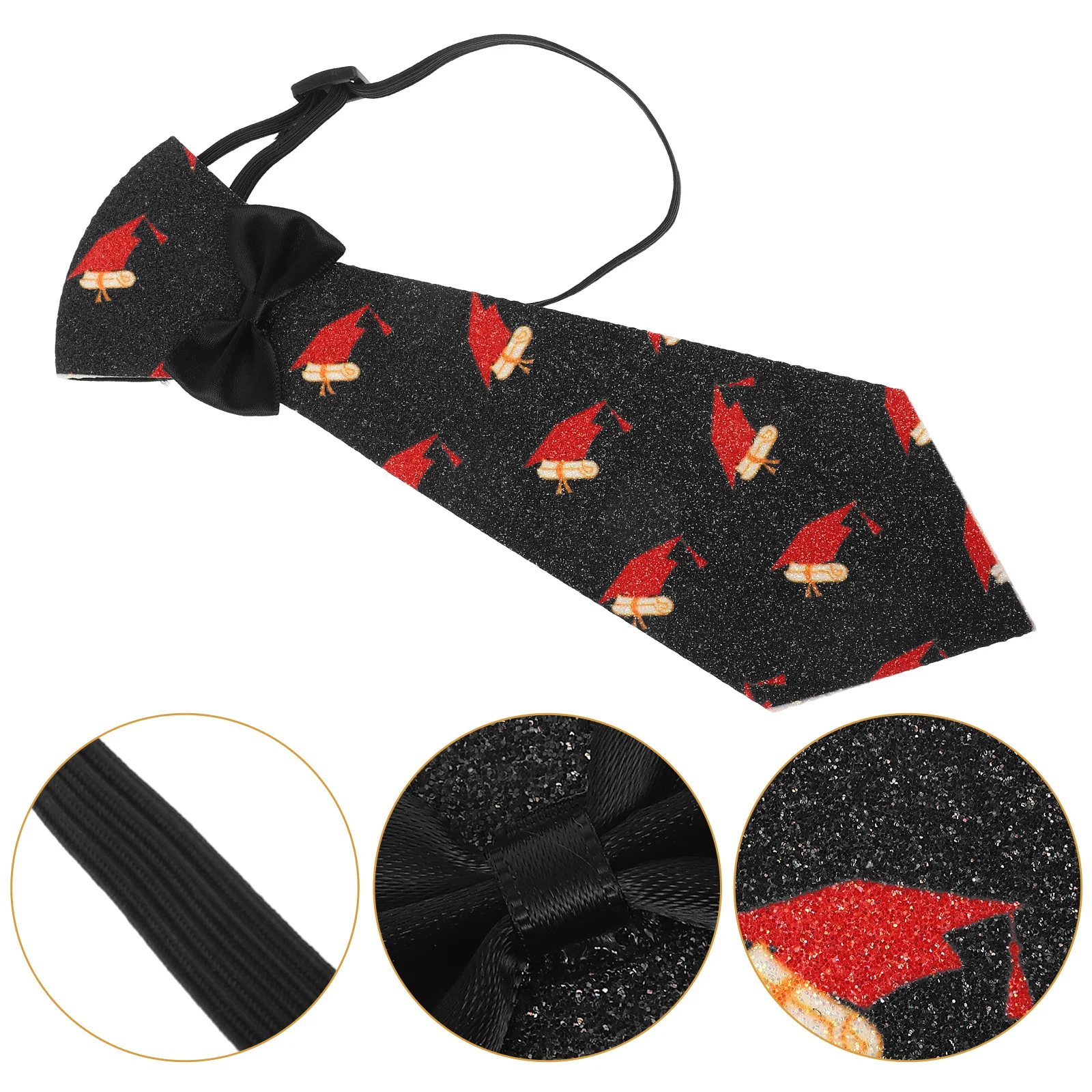 

Festive Tie Graduation Season Party Costume Neckwear Elegant Cap Certificate Patterns Comfortable Durable Elastic Band Accessory