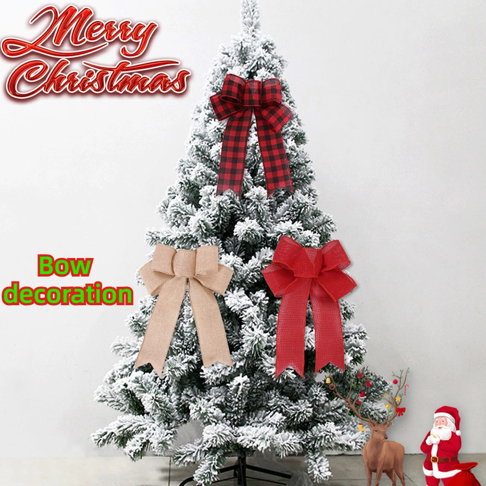 

6pcs/set Christmas Bow Diy Accessories Christmas Decorations Christmas Tree Decorations Bow Hanging Ornaments Party Decoration