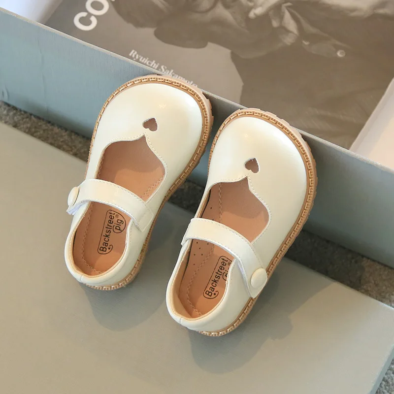 Children\'s Shoes Girls High Quality Leather Summer Sandals Soft Soles Princess Shoes Hook and Loop Fasteners Fashion Round Head