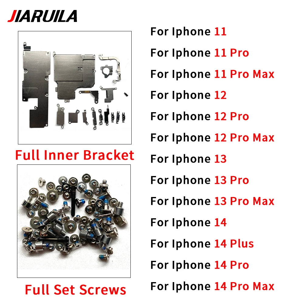 1set Full Set Metal + Screw New For Iphone 11 12 13 14 Pro Max Mini 14 Plus Inner Bracket Accessories Shield Plate Parts