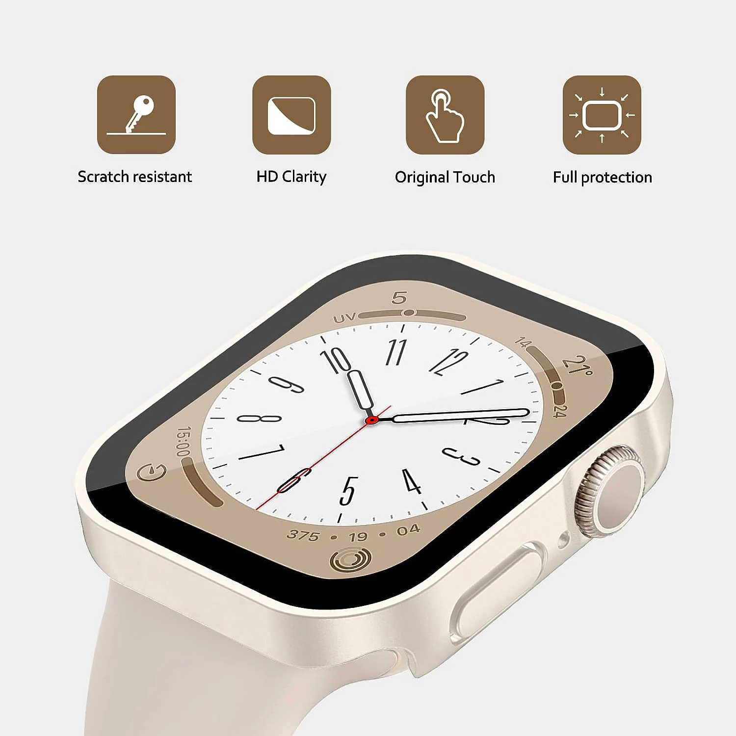 Vidrio + cubierta para Apple Watch funda 45mm 41mm 44mm 40mm cubierta impermeable Protector de pantalla templado parachoques iWatch serie 7 8 9 SE6 4