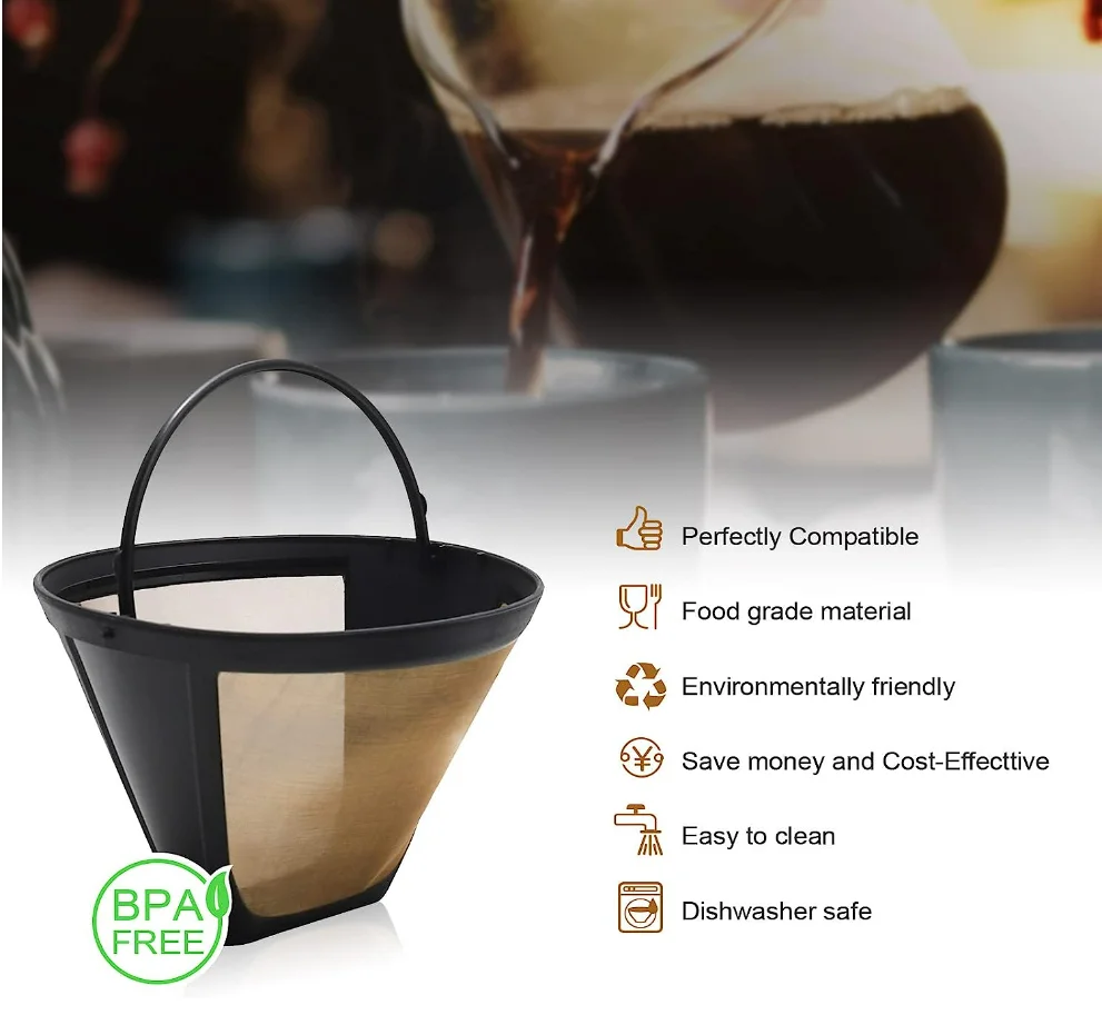 5 Reusable Coffee Maker Filters #4 Compatible with Ninja Dual Brew Coffee Maker Ninja CFP301 CFP201 Coffee