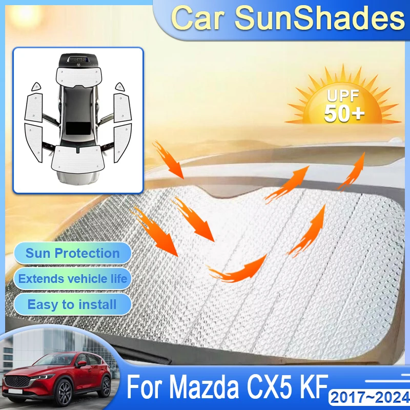 Car Sun Visor Cover For Mazda CX 5 2023 Accessories CX5 KF 2017~2024 MK2 Car Retractable UV Protection Silver Reflector Shade