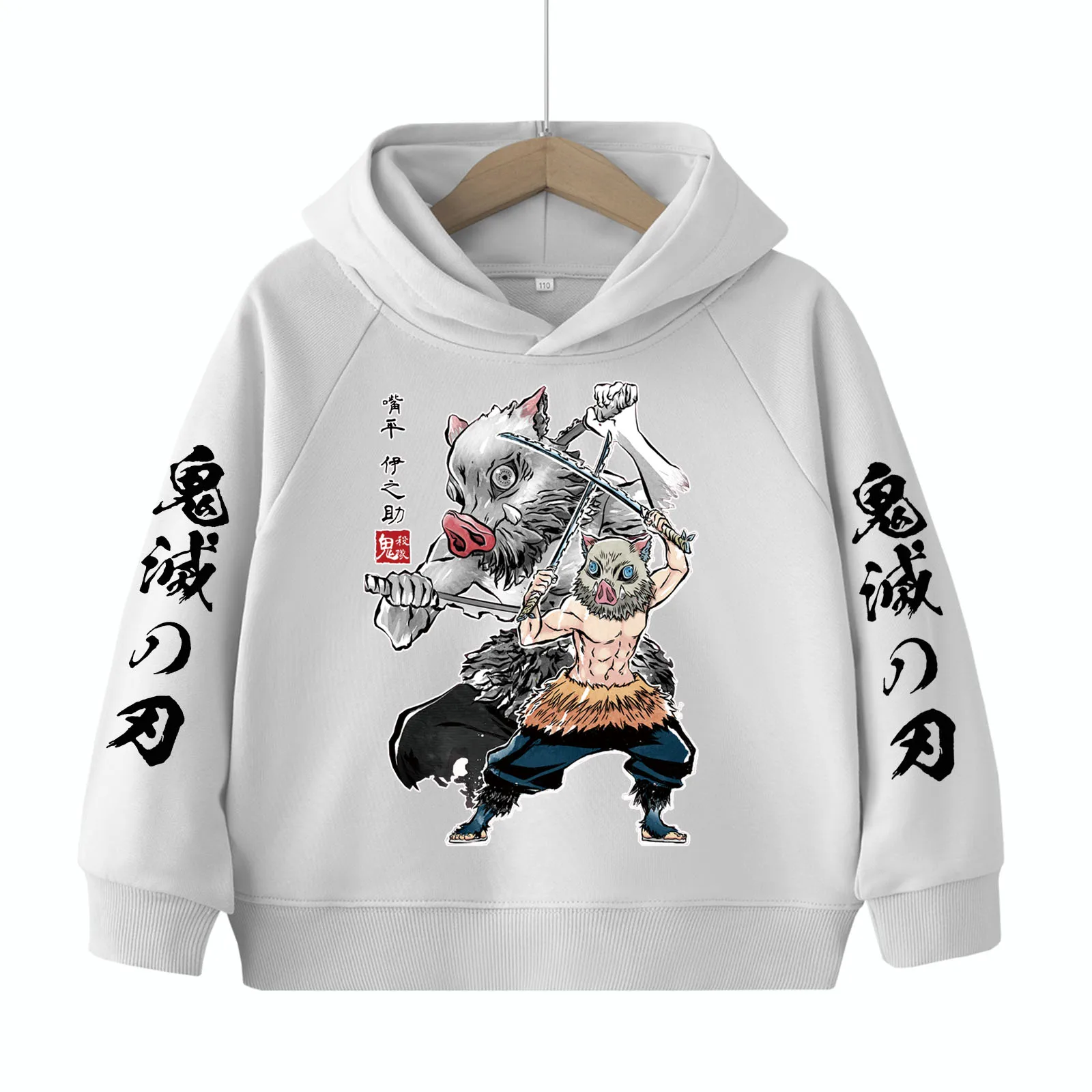 Demon slayer inosuke anime infantil-moletom harajuku hip hop pulôver tops moletom