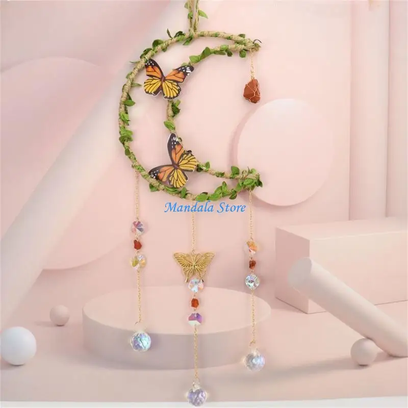 

U2JC Butterflies Wind Chimes for Parties Sun Catchers Window Decorations with Crystal