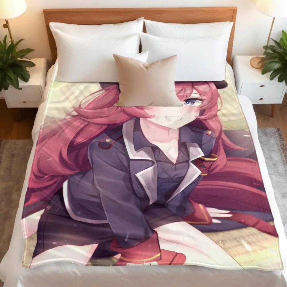 Anime Flannel Throw Blanket Natsume Iroha Print Pink Hair Girl Military Cap Warm Sofa Bed Blanket Fan Gift