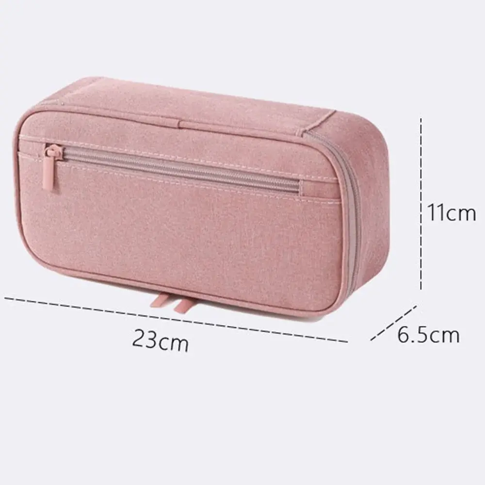 Simple Large Capacity Student Stationary Boxes 2 Layer Double Zipper Pen Bag Washable Wear-resistant Pencil Case Students
