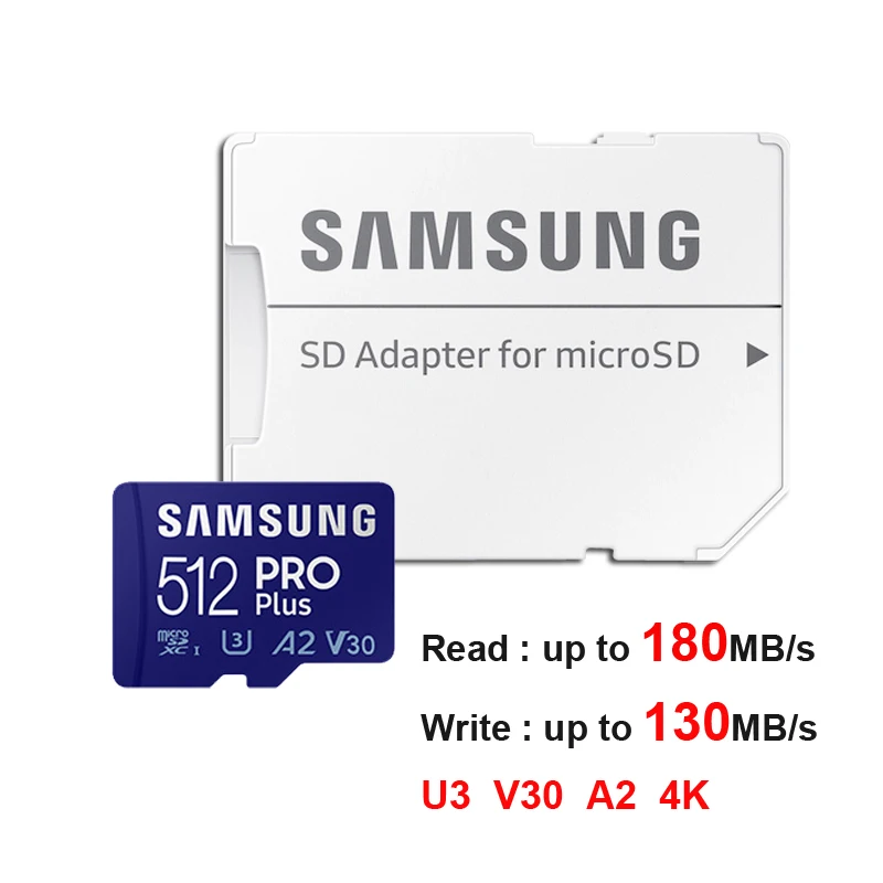Samsung EVO Plus/PRO Plus/PRO Ultieme mcroSD-kaart 512G 256GB 128GB 64GB SDXC Klasse 10 U1 Hoge snelheid TF-kaart U3 voor 4K UHD video