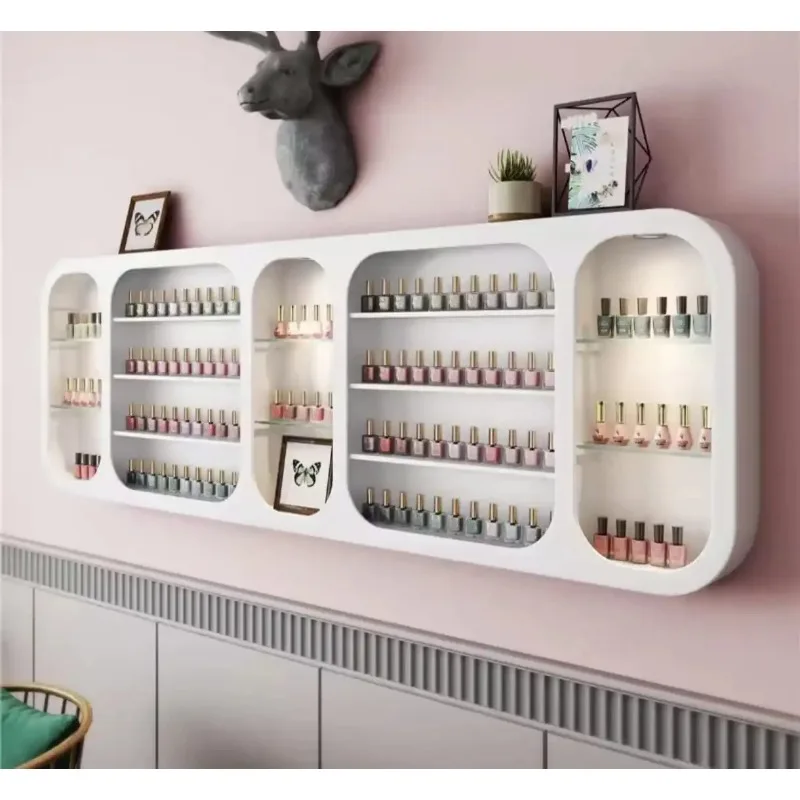 Customizable Nail Display Wall Cabinet Shelf for Nail Polish and Glue Hanging Design with Logo Option
