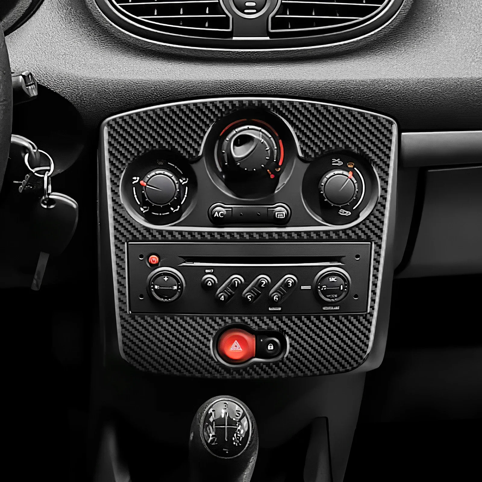 

Soft Carbon Fiber Dashboard Trim Cover Sticker For Renault Clio 3 2006-2012 LHD RHD CD AC Panel Interior Car Accessories Set