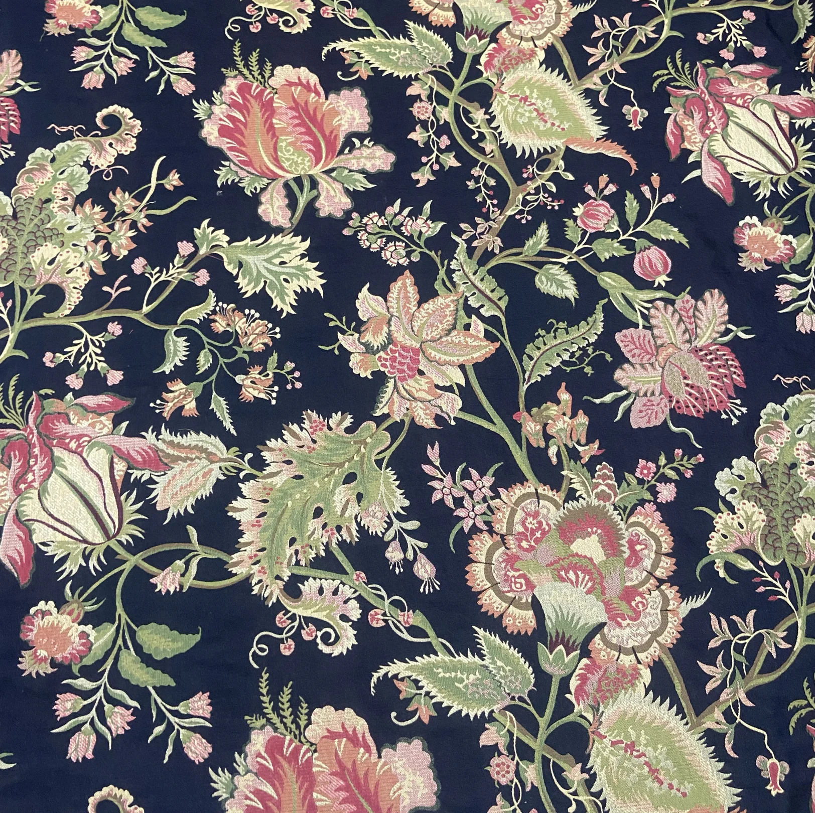 

American Sle Plant Floral Tissue Cotton Fabric Deep Bla Handmade Pillow Cover Sofa Fabric with European Flavor