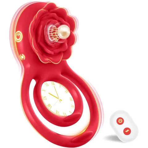 Rose Cock Ring Penis Vibrator for Men Women G Spot Nipple Clitoral Male Ejaculation Delay Nipple Stimulator Penis Trainer