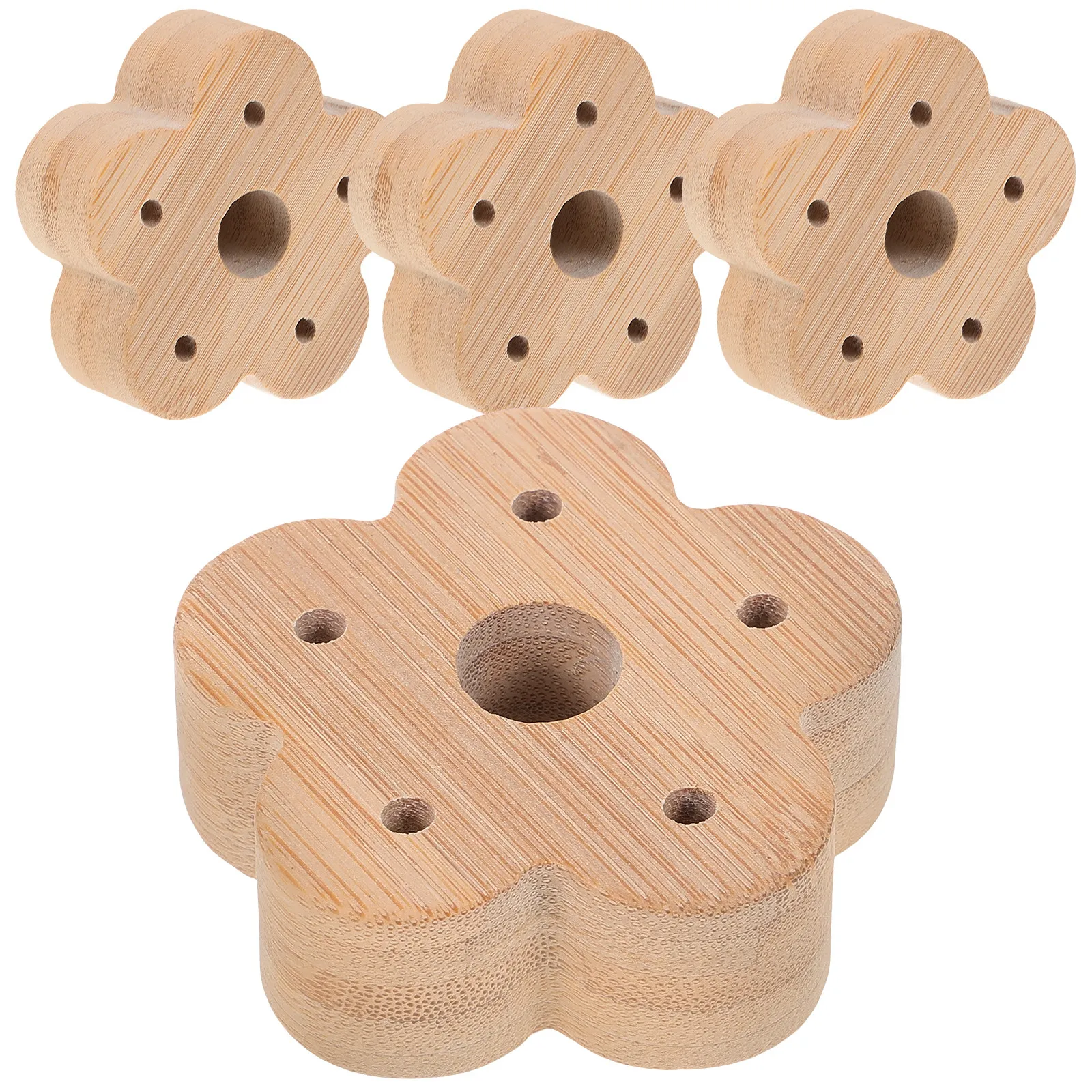 

4Pcs Bamboo Toothbrush Stand Flower Shape Multipurpose Countertop Organizer for Toothbrush Pen Pencil Makeup Brush Bathroom Desk