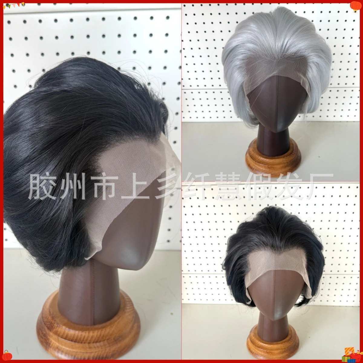 Synthetic Short Wigs for Men Youth Style Natural Look Lace Front Hand Tied Fashion Cosplay Daily Wear Male Costume Hair