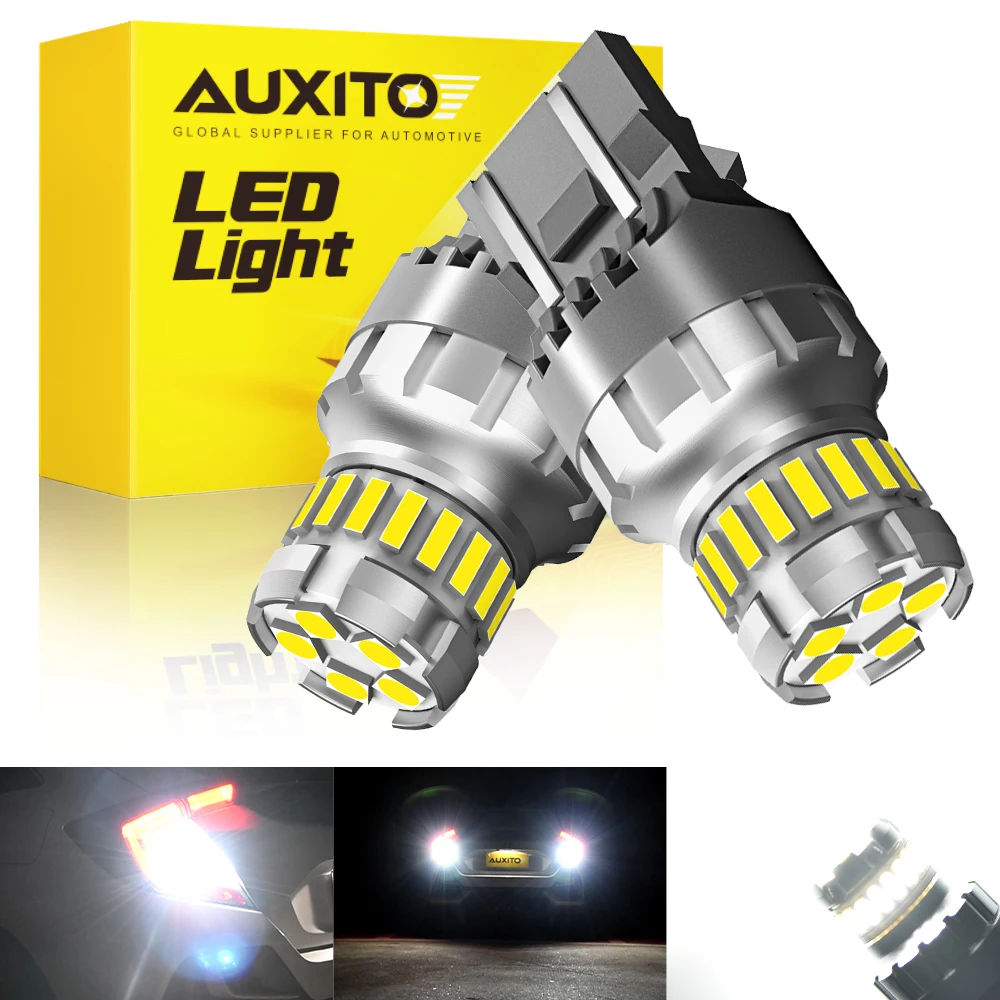 AUXITO 2szt WY21W W21W LED Canbus T20 7440 7443 W21/5W żarówka LED 6500K biały DRL światło parkingowe reflektor do jazdy dziennej dzienna 1200lm