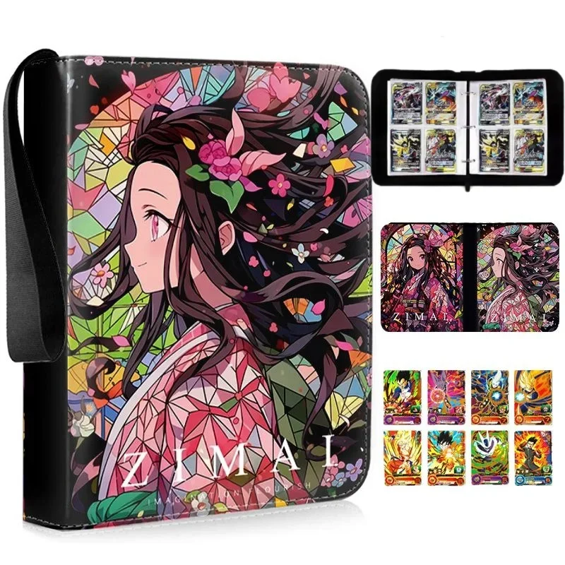 Demon Slayer Popular 4-grid Card Book Zipper Loose-leaf Double Pocket Large Capacity Business Card Holder Children's Toys Gift